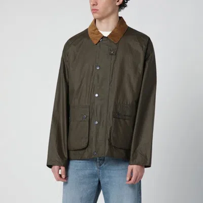 Barbour Green Wax Cotton Corduroy Collar Jacket In White