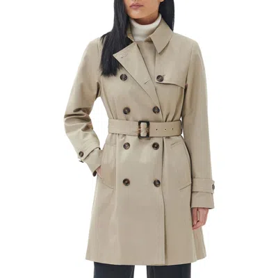 Barbour Greta Belted Water Resistant Twill Trench Coat In Light Fawn/ancient Poplar