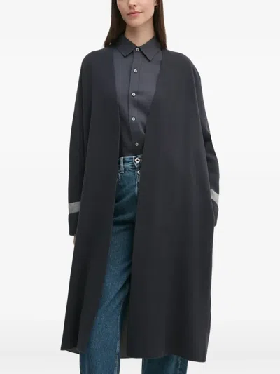 Barbour Grey-panelled Longline Cardigan In Blue
