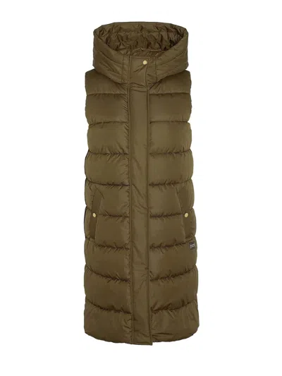 Barbour Greyson Puffer Long Gilet Jacket In Green