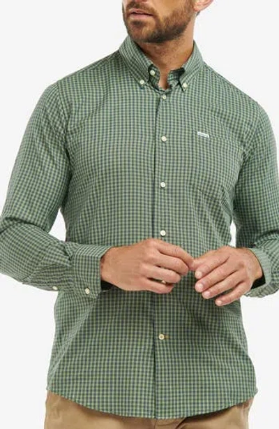 Barbour Grove Performance Long Sleeve Button-down Shirt In Green