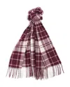 Barbour Hailes Tartan Scarf In Purple/cream