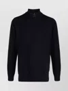 Barbour Ribbed Knit Half-zip Sweater With Classic Funnel Neck And Elbow Patches In Black