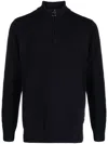Barbour Ribbed Knit Half-zip Sweater With Classic Funnel Neck And Elbow Patches In Black
