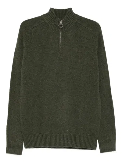 Barbour Half-zip Wool Sweater In Green