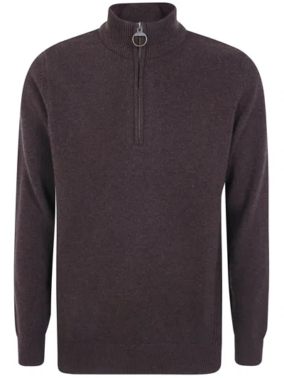 Barbour Holden Tartan-patch Half-zip Sweater In Brown