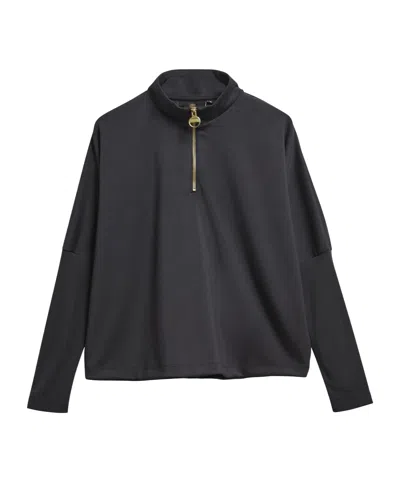Barbour Half-zip Stand-up Collar Sweatshirt In Black