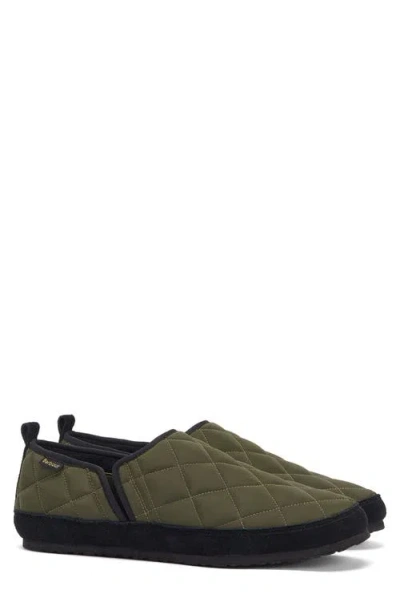 Barbour Hall Quilted Slipper In Olive