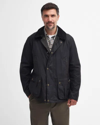 Barbour Halton Mens Wax Jacket In Black
