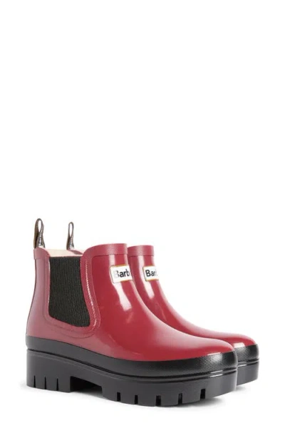 Barbour Halton Waterproof Chelsea Rain Boot In Red