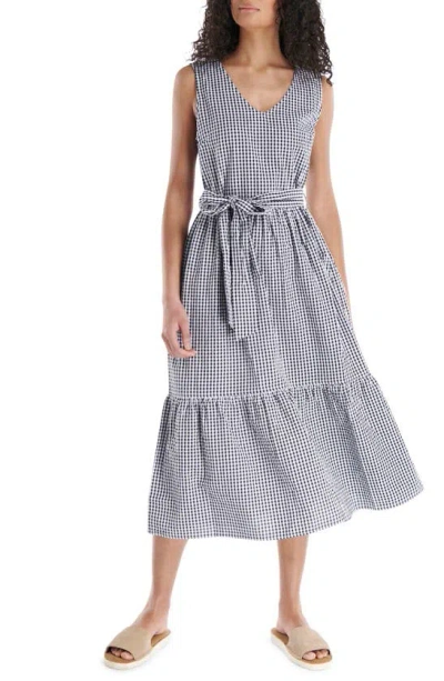 Barbour Harebell Belted Gingham Midi-dress In Navy Check