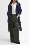 Barbour Harmby Hooded Quilted Coat In Navy/classic