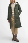 Barbour Harmby Hooded Quilted Coat In Olive/ancient
