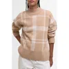 Barbour Harriet Plaid Wool Blend Mock Neck Sweater In Brown
