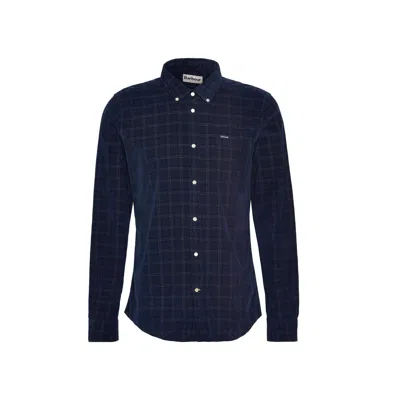 Barbour Harthill Tailored Checked Cord Shirt In Navy In Blue