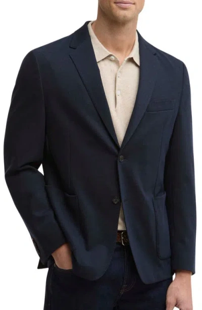 Barbour Harthorpe Navy Knit Cotton Blend Blazer In Blue