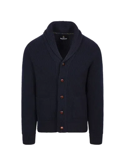 Barbour Hartland Elbow-patch Cardigan In Blue