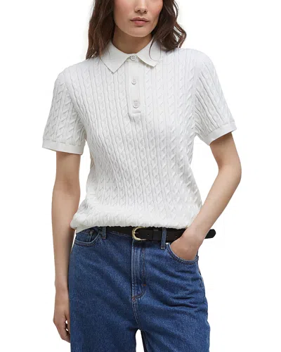 Barbour Cable Cotton Polo Sweater In Cloud