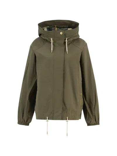 Barbour Hawkridge Hooded Rain Jacket Drawstring Hem In Green