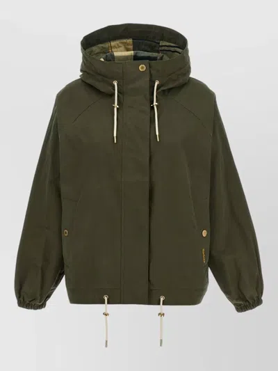 Barbour Hawkridge Hooded Rain Jacket Drawstring Hem In Green
