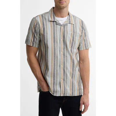 Barbour Hayton Stripe Slub Cotton & Linen Camp Shirt In Multi