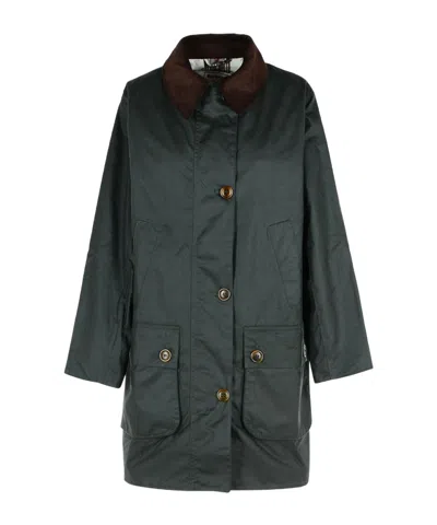 Barbour The Edit By Alexa Loren Oversized Waxed Jacket In Green