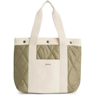 Barbour Healy Mixed Media Tote In Green