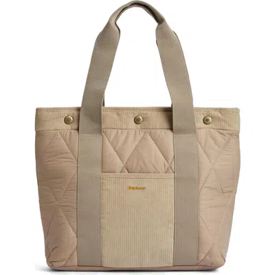 Barbour Healy Mixed Media Tote In Light Sand