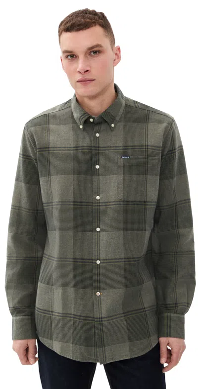 Barbour Heaney Checked Tailored Fit Shirt Olive In Green