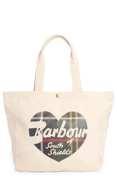 Barbour Heart Tote Bag In Ecru/classic