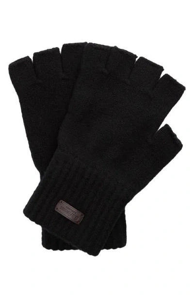 Barbour Heath Fingerless Wool Gloves In Black