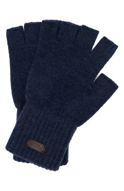 Barbour Heath Fingerless Wool Gloves In Blue