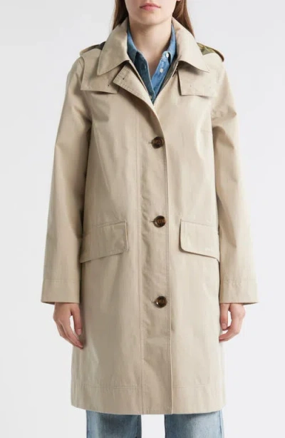 Barbour Hebrides Longline Waterproof Jacket With Removable Hood In Neutral
