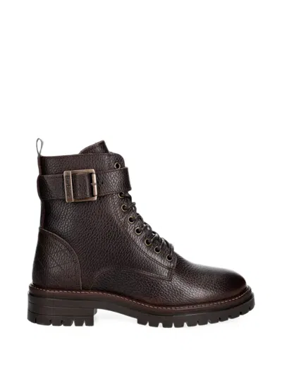 Barbour Heidi Commando Buckle-strap Lace-up Boots In Burgundy