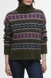 Barbour Helen Fair Isle Wool Blend Turtleneck Tunic Sweater In Animal Print
