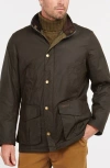 Barbour Hereford Waxed Cotton Jacket In Olive