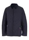 Barbour Heritage Liddesdale Blue Jacket With Classic Corduroy Collar And Logo Lettering On The Front In Tech In Blue