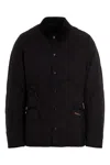 Barbour Quilted Jacket With Corduroy Collar And Side Pockets In Black