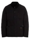 Barbour Quilted Jacket With Corduroy Collar And Side Pockets In Black