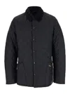 Barbour 'heritage Liddesdale' Black Jacket With Classic Corduroy Collar And Logo Lettering On The Front In T In Black