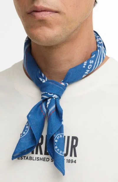 Barbour Heritage Print Cotton Bandana Scarf In Blue