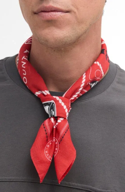 Barbour Heritage Print Cotton Bandana Scarf In Red
