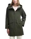 Barbour Heron Long Line Waterproof Jacket In Green