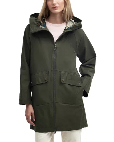 Barbour Heron Long Line Waterproof Jacket In Green