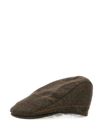 Barbour Herringbone-pattern Beret In Green
