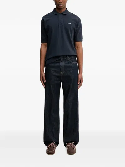Barbour Hexham Logo-embroidered Polo Shirt In Black