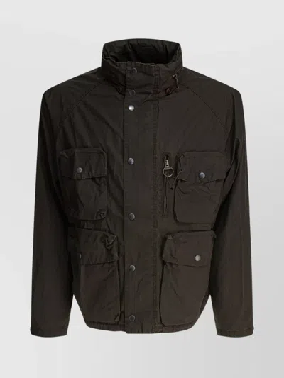 BARBOUR HIGH COLLAR ZIPPER POCKET FLAP POCKETS