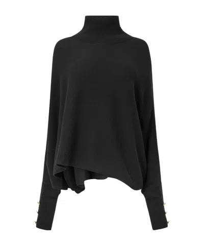 Barbour High Neck Asymmetric Hem Knit Sweater In Black