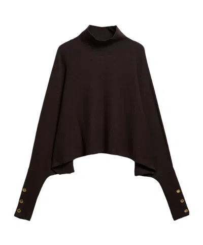 Barbour High Neck Batwing Sleeve Knit Sweater In Brown