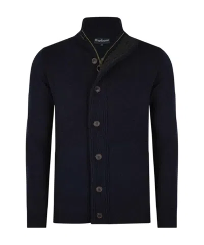 Barbour High-neck Buttoned Wool Jumper In Black